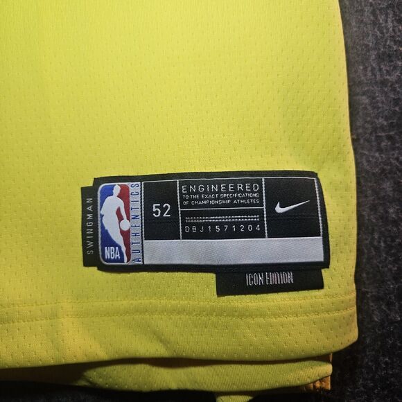 Nike Authentic Icon Jersey Donovan Mitchell Utah Jazz Yellow DV3767-729 Size 52 - Picture 2 of 11